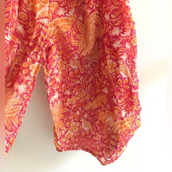 By Anthropologie | Women's Orange Motif Off The Shoulder Harem Jumpsuit XL - Picture 9 of 11